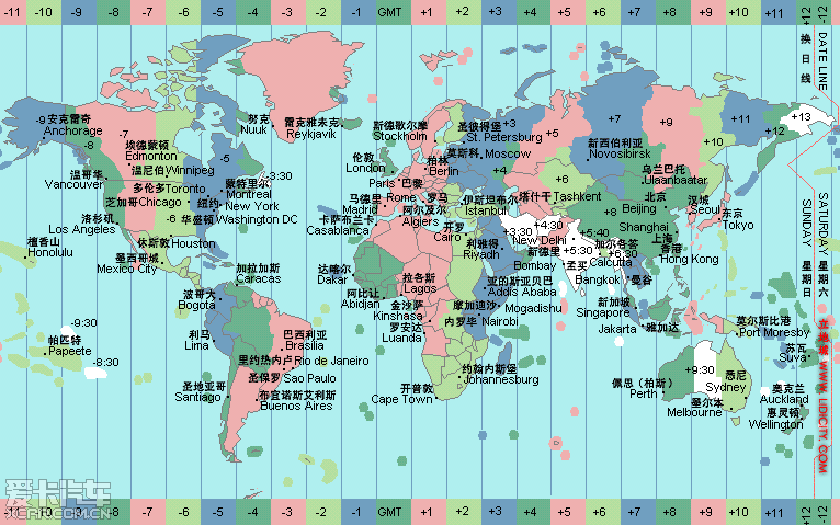 【HAM资料】业余无线电世界时间图和分区图