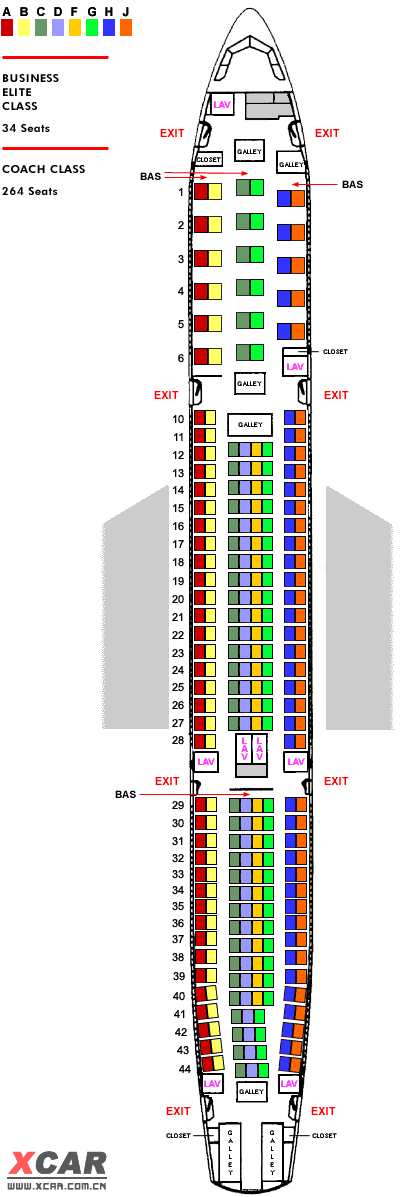 不过a330从座位来看确实有点问题,有可能是3/4/3的结构,两个走道.