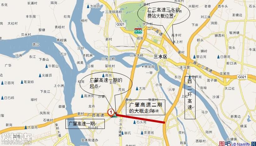 深圳过去的路线,分别是走广州北环--广佛--广三(蓝色),和走北二环