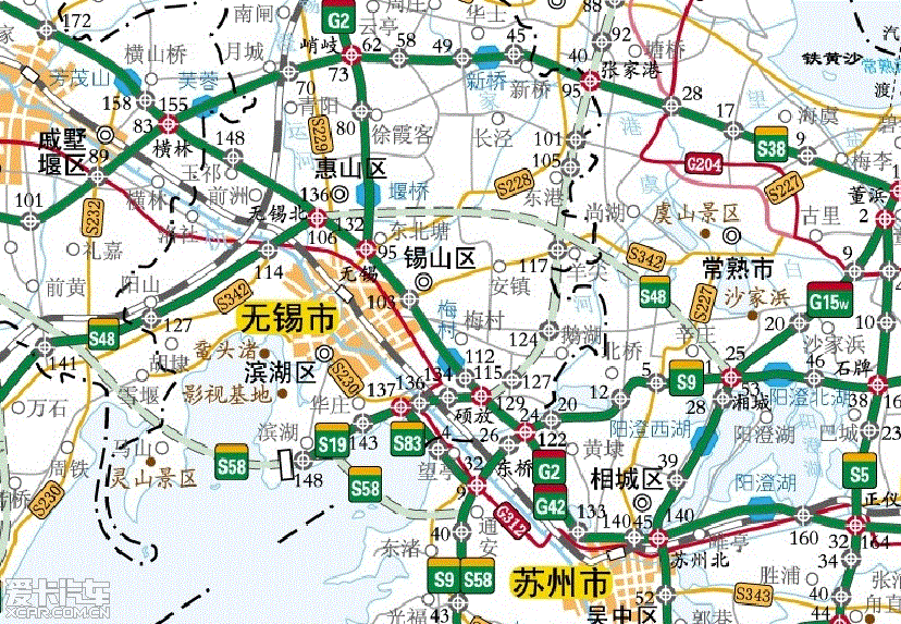 江苏省高速公路和主要公路地图■■13m 高(2/2)