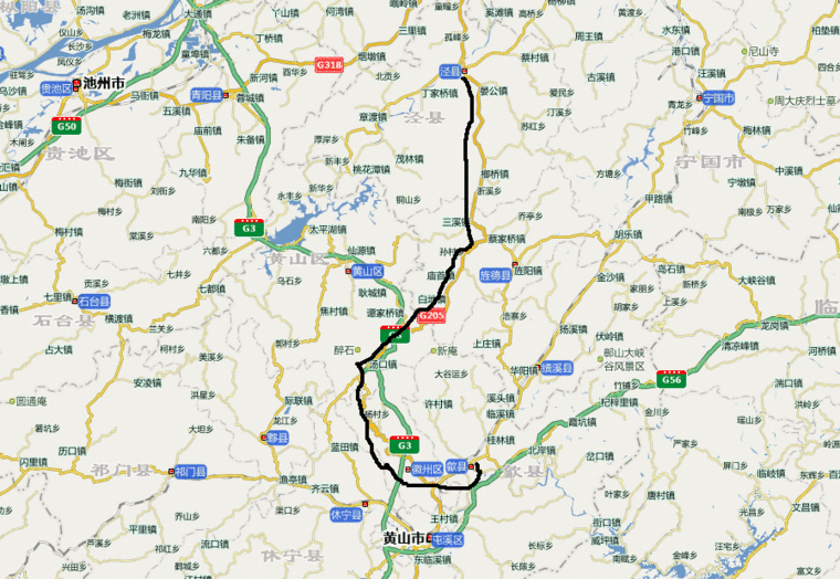 全程205国道,此段路号称皖南景观大道.