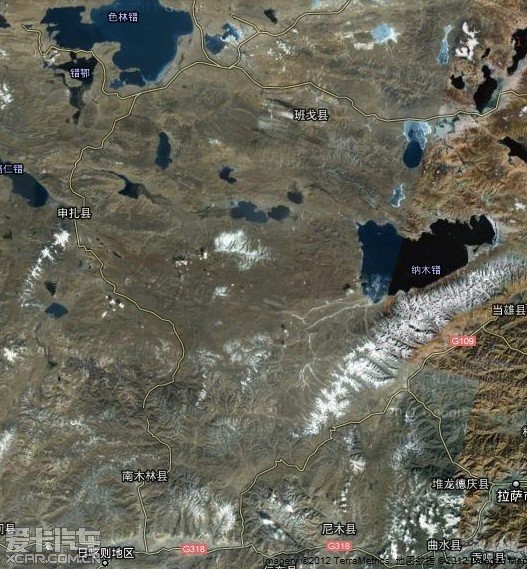 色林错-班戈-巴木错-纳木错这条线的时候,google地图的卫星照片都比较