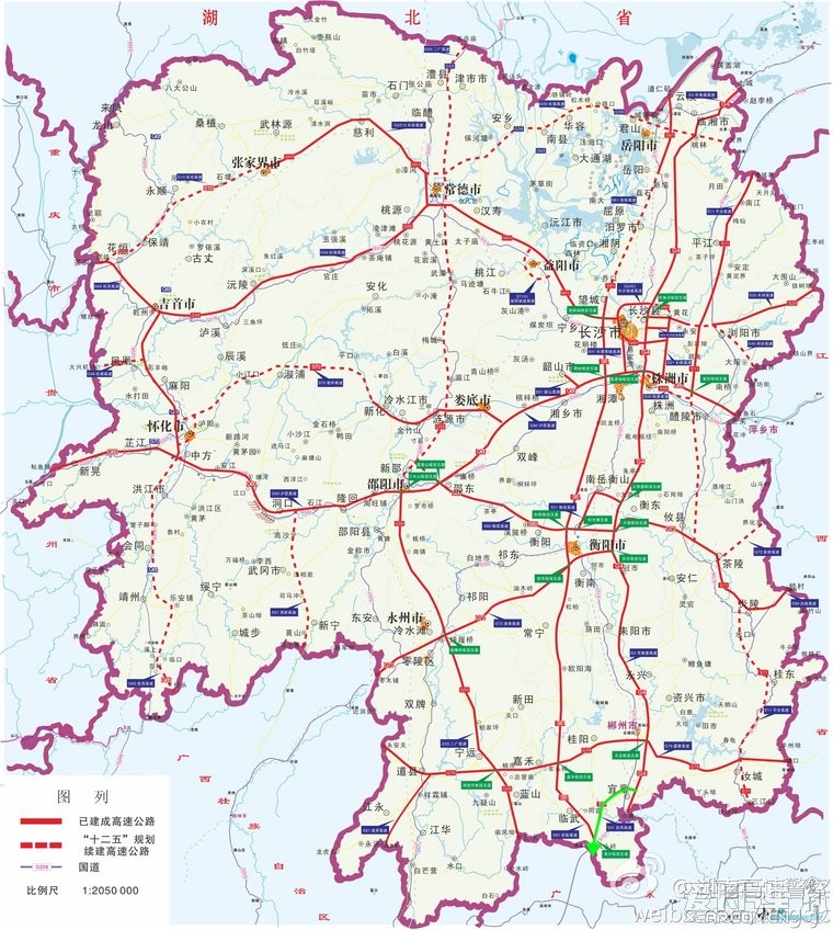 转一张湖南地图,含最新开通的高速_深圳汽车论