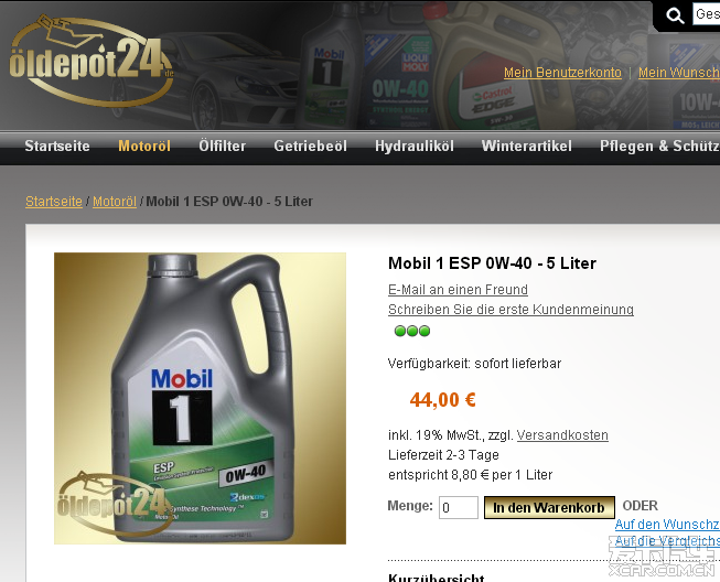 德国oeldepot24机油购物网站的美孚价格! - 机