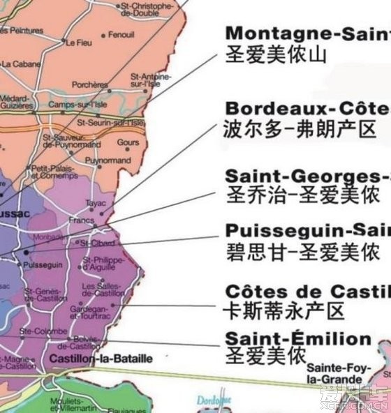 法国波尔多葡萄酒产区地图