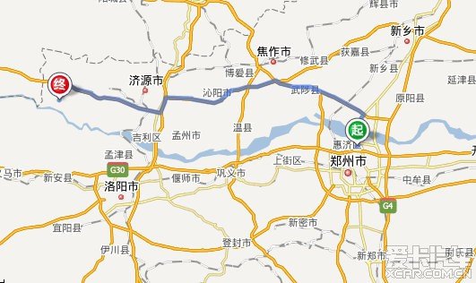 路线:从郑州出发,沿花园路向北行,过北环,在黄河大桥处上郑焦晋高速