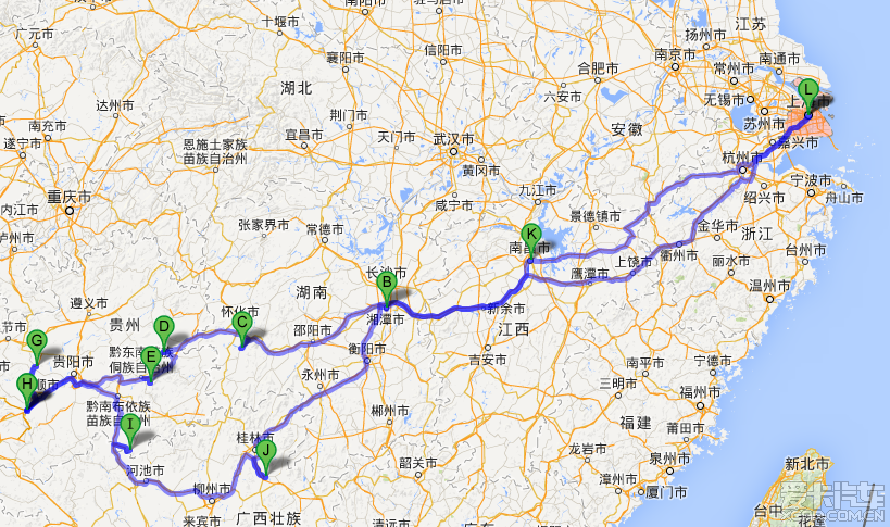 2014年8月 单车 五人 上海出发贵州广西自驾游