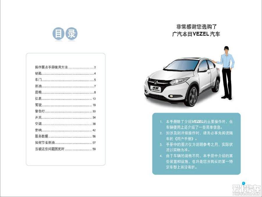 【资料分享】广汽honda缤智操作要点手册(无导航)