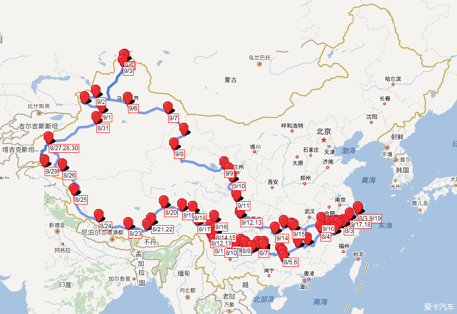 西藏,新疆和漠河自驾游路线图_自驾游路书专区