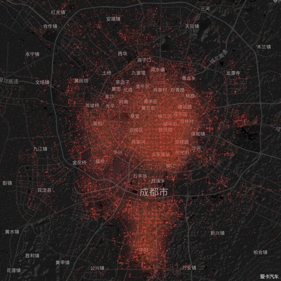 【图】从成都摩拜单车位置分布图,看居住分布.双核初现?