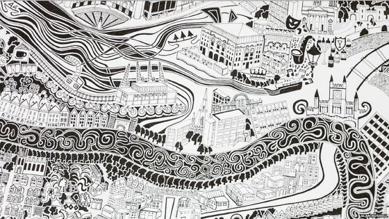 布里斯托艺术家创造的城市手绘地图_妞开妞车