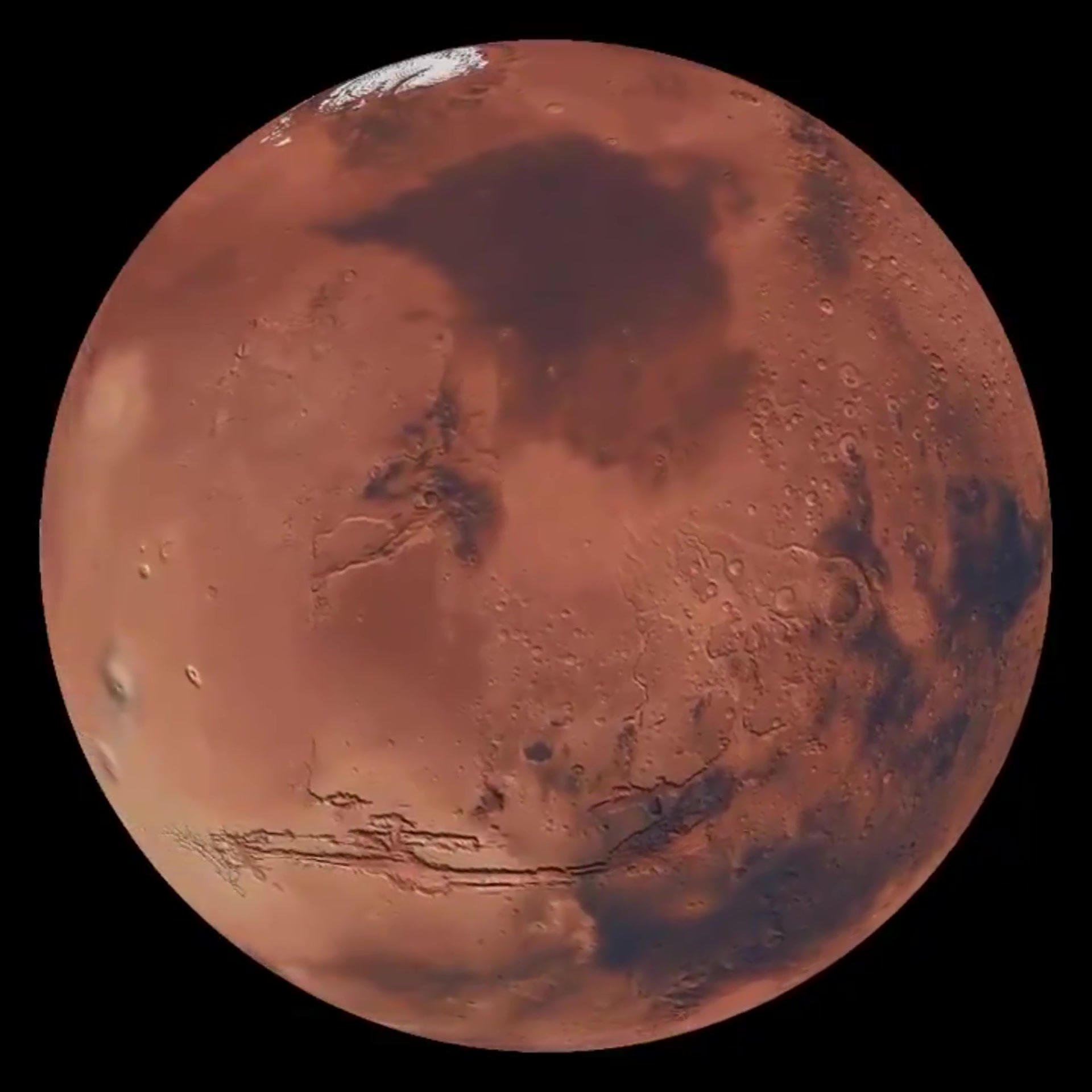> 红色星球火星,完整的旋转一周(哈勃捕获-nasa)