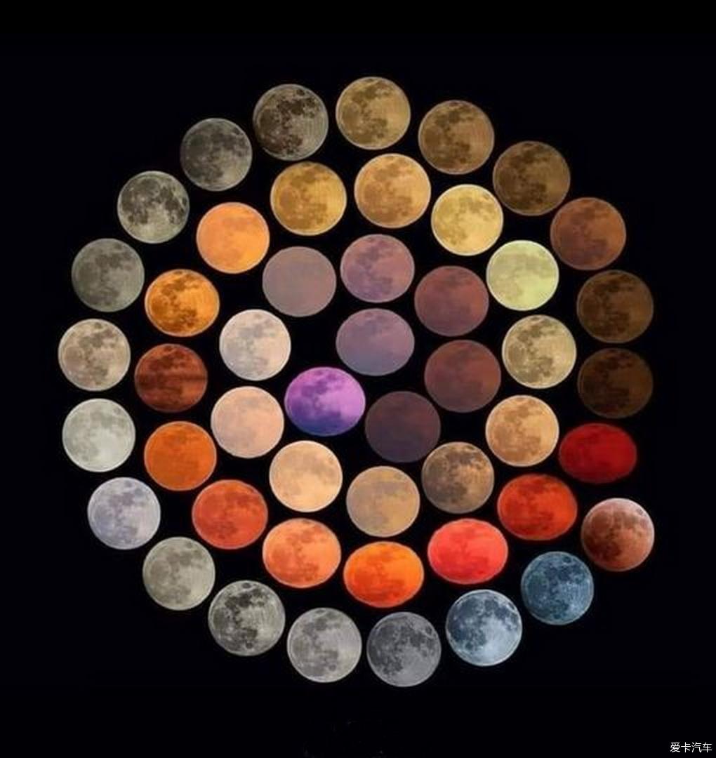 > 花费了十年的时间拍摄了48种月亮的颜色
