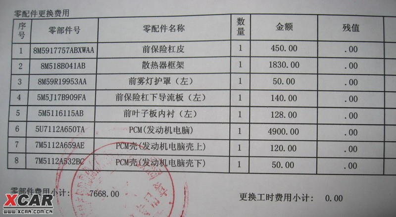 (133楼公布定损单)那个掉出来的电脑真相大白 我的09小福刚2500km就撞