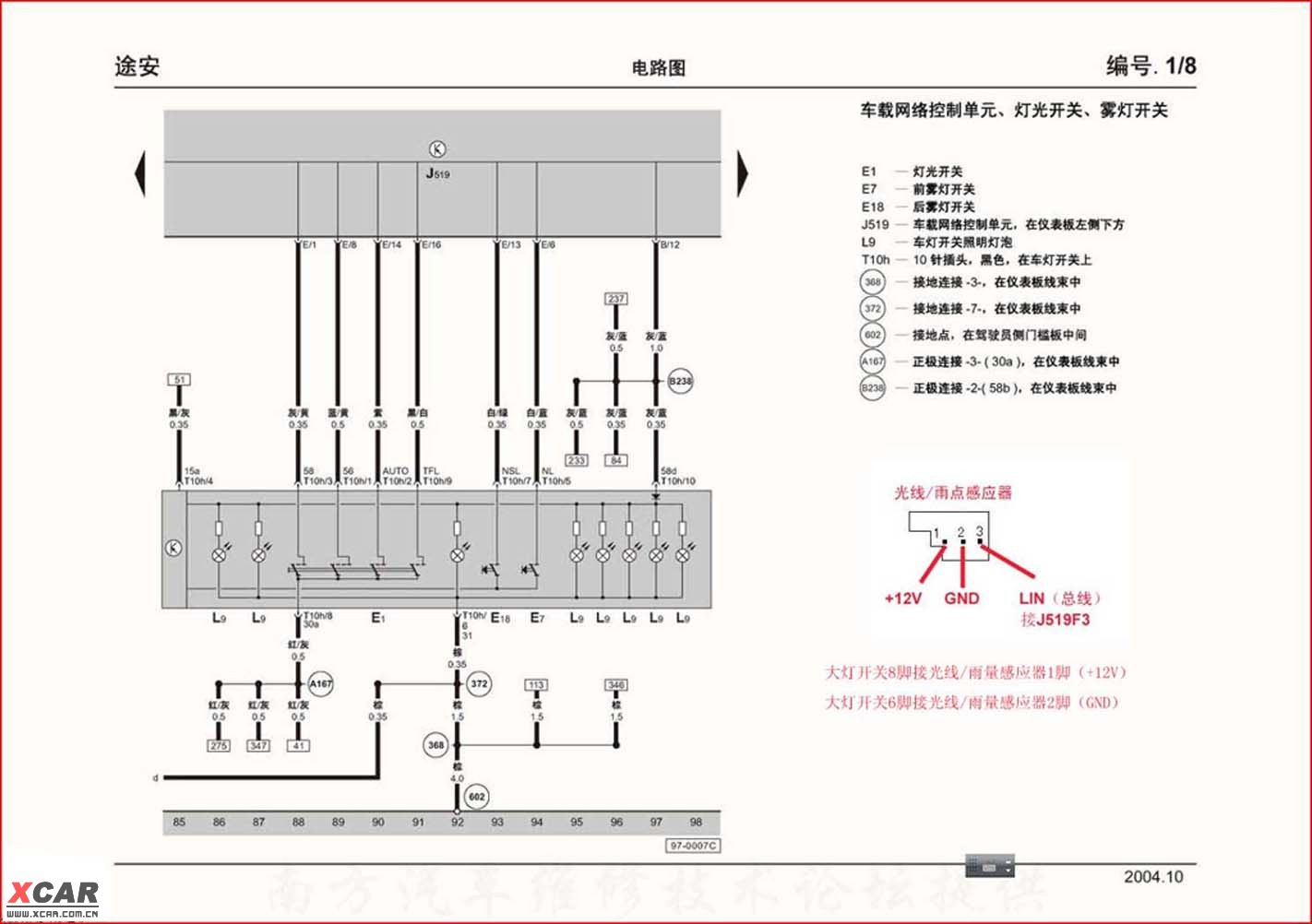 大众途安灯光控制模块图片