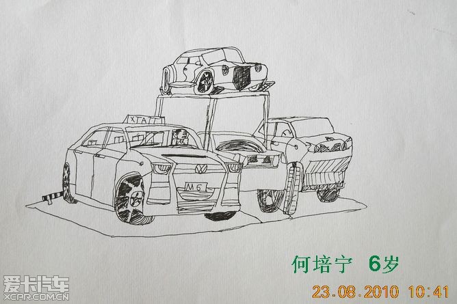 6歲小寧寧想找大師學畫汽車和新畫的汽車