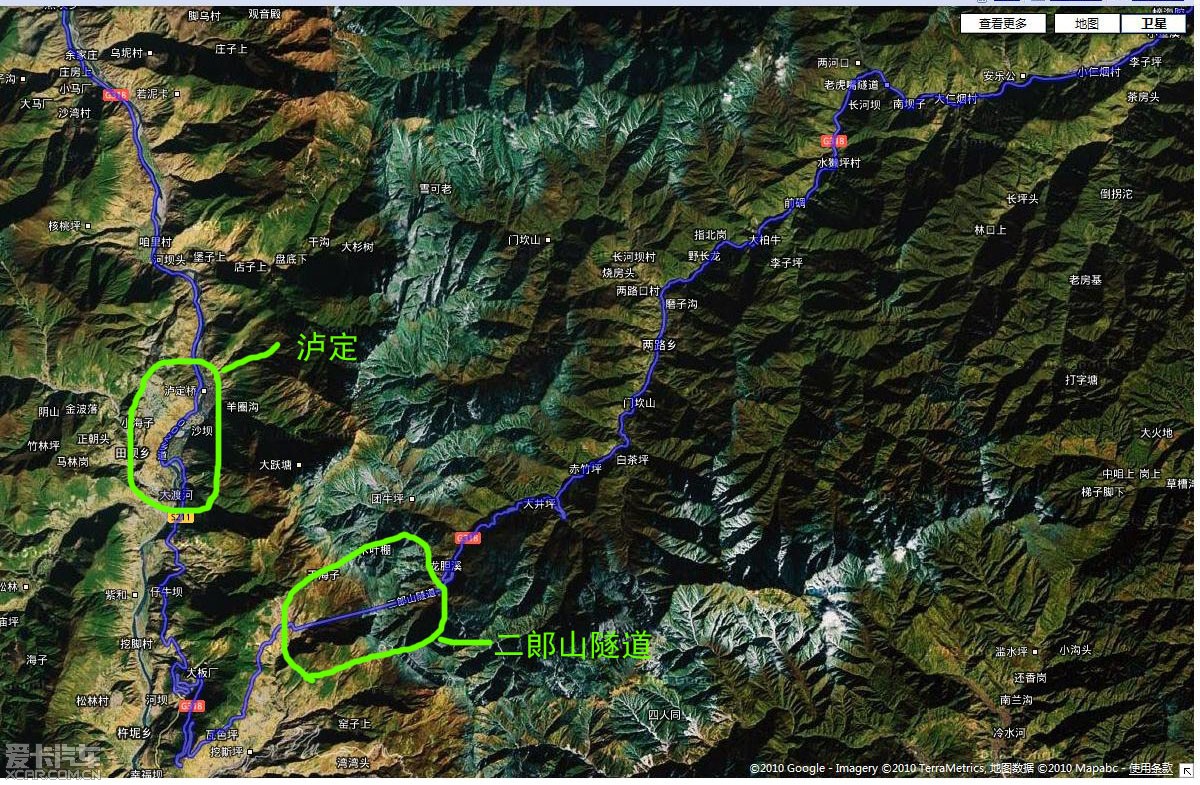 318景觀大道川藏線詳細衛星地圖(更新了海拔里程錶)