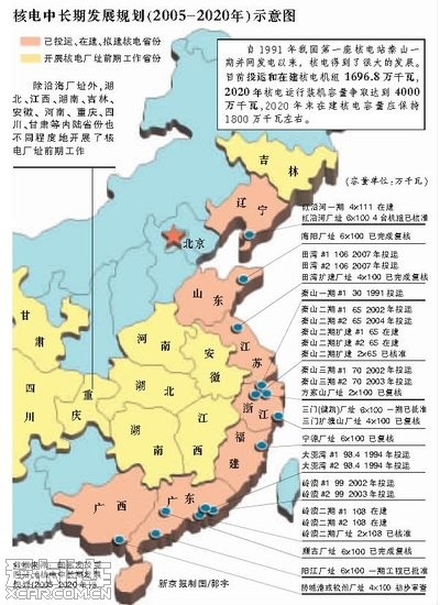 中国核电分布图片