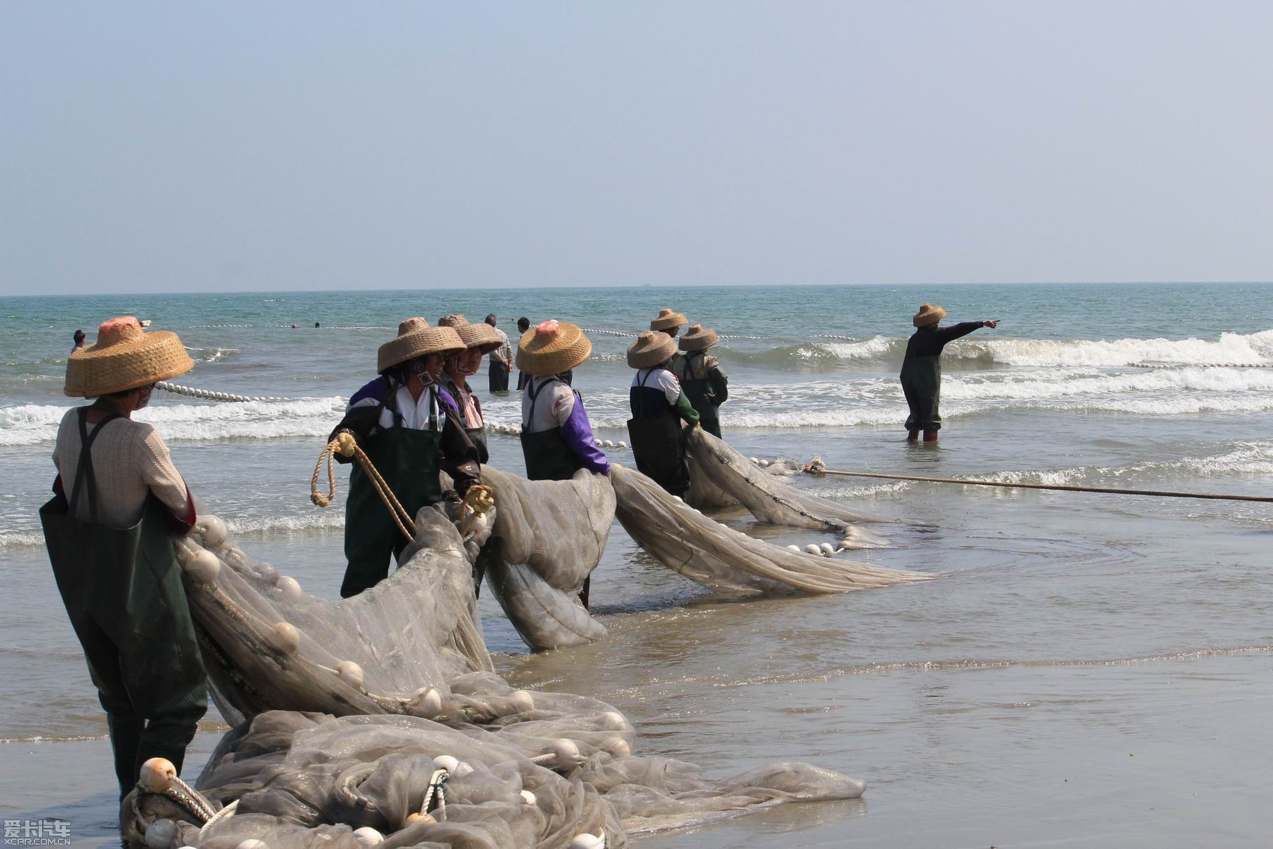 海边乱拍,遇见渔民地网式捕鱼作业