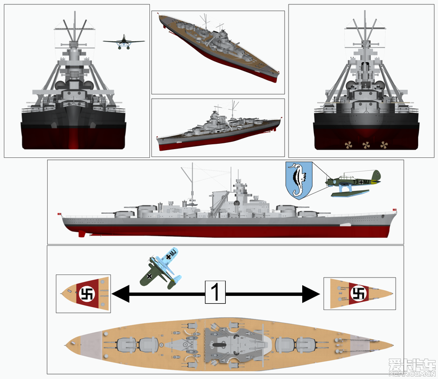 俾斯麦号战列舰德语bismarck平面视图25p
