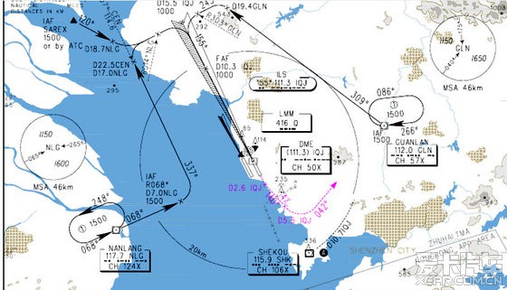 宝安机场飞机进场线路图