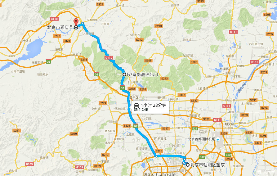 周六早上望京出发,为了避开八达岭高速出京拥堵绕行g7京新高速