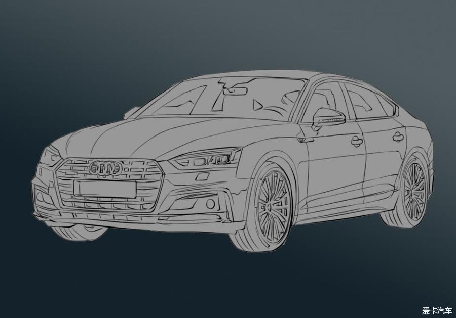手繪個奧迪a5,附上色過程_4_奧迪a5論壇_愛卡汽車