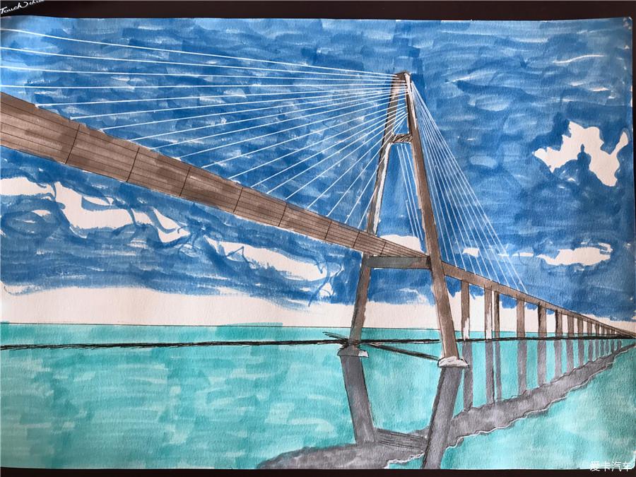 杭州湾跨海大桥儿童画图片