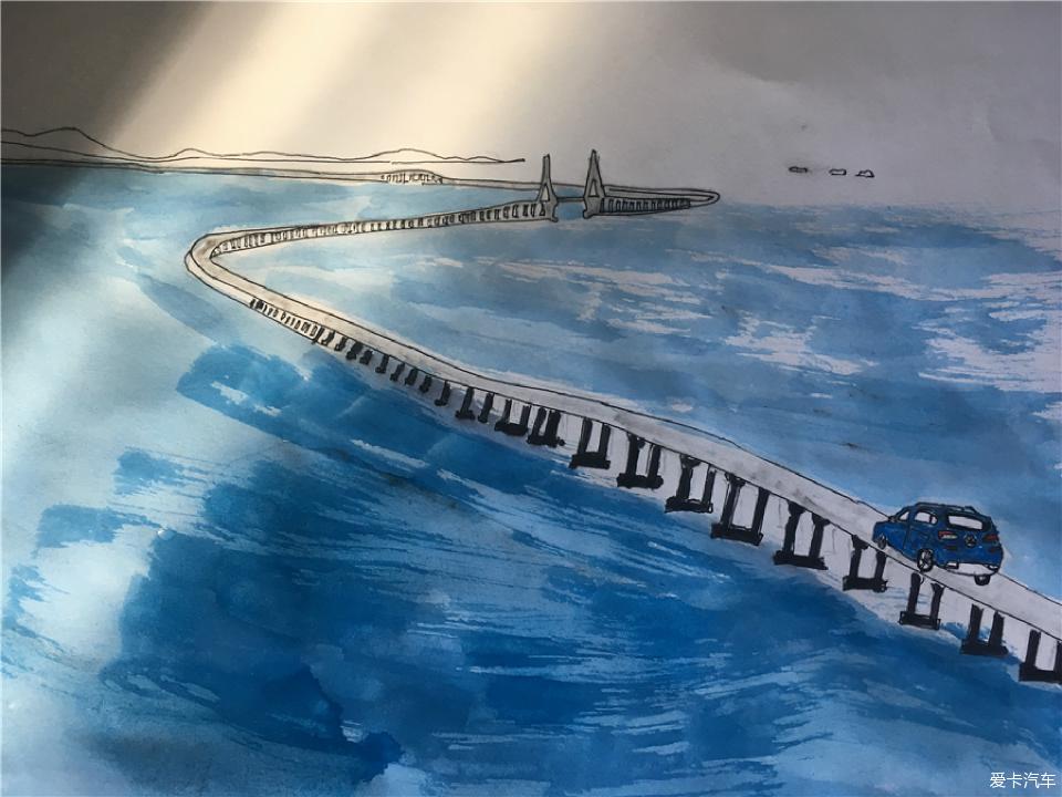 跨海大桥的画法图片
