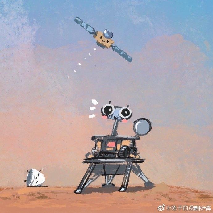 火星探测器祝融简笔画图片