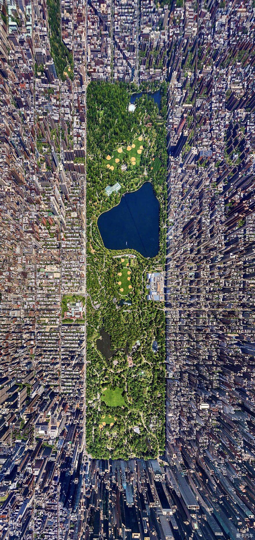 美国曼哈顿中央公园俯视