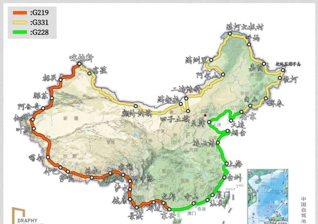 上海环中国自驾路线图图片