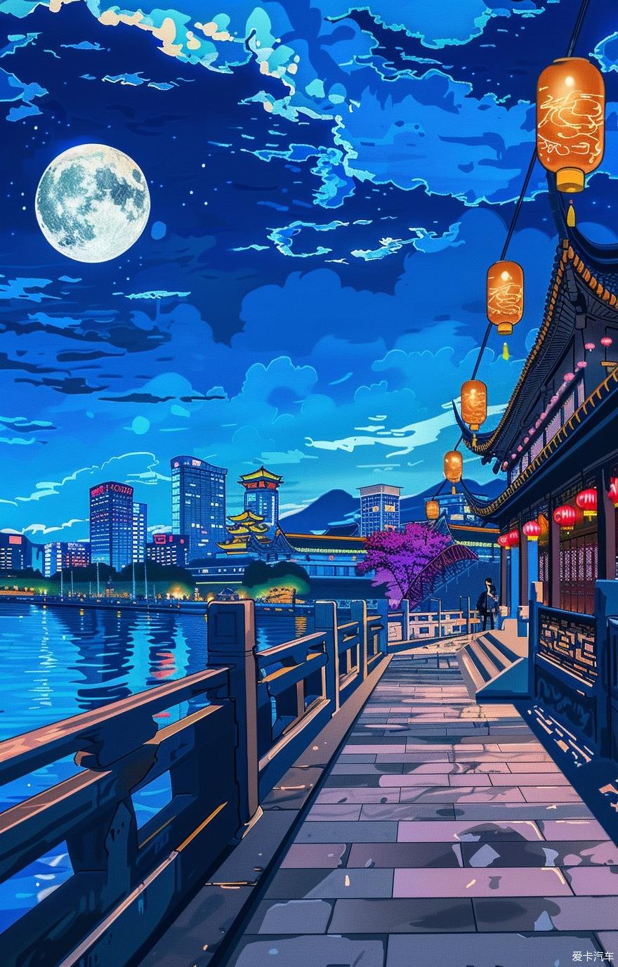 在上海的华丽夜景中