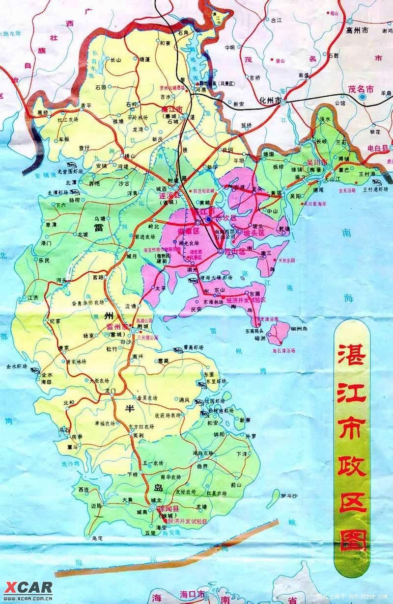 湛江市区分布图图片