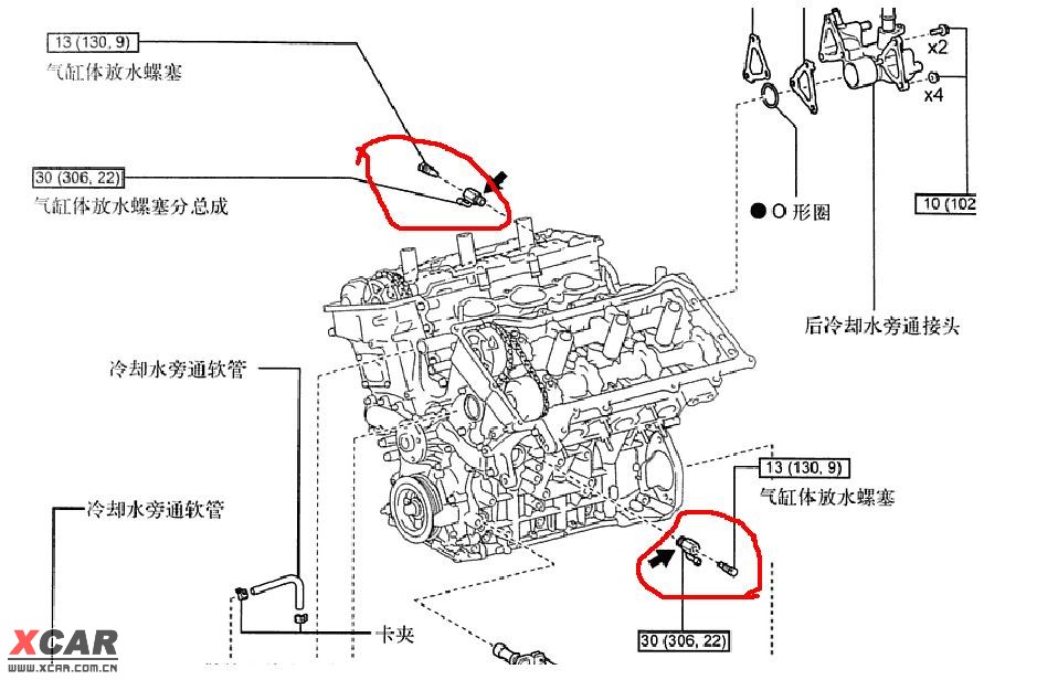 打开空调温度调到最热`先从水箱放水口放水`再从汽缸体放水螺栓放水`